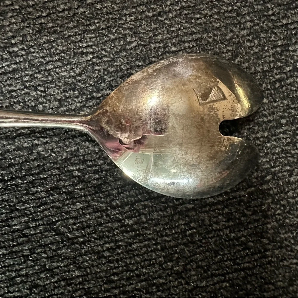 vintage Italian silverplate salad server with a bamboo-style handle